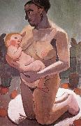 Paula Modersohn-Becker Mother knelt and son Germany oil painting artist